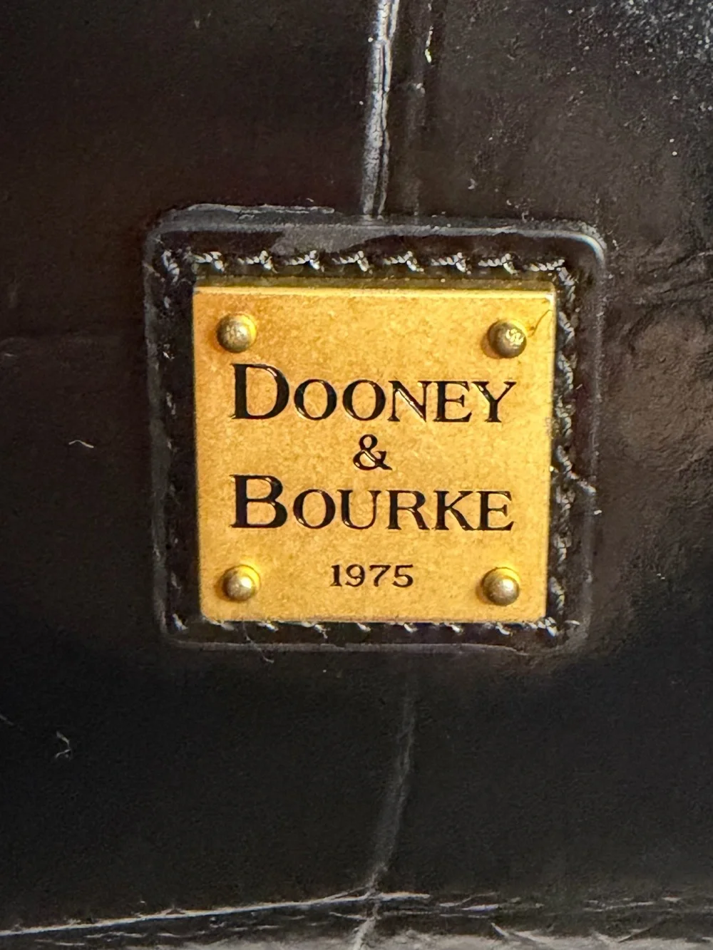 Dooney & Bourke Black Croc-Embossed Bag with Gold Hardware Denison Allison